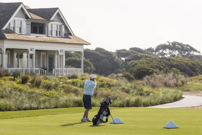 A man plays a round of golf on the Ocean Course at Kiawah Island Golf Resort in South Carolina.