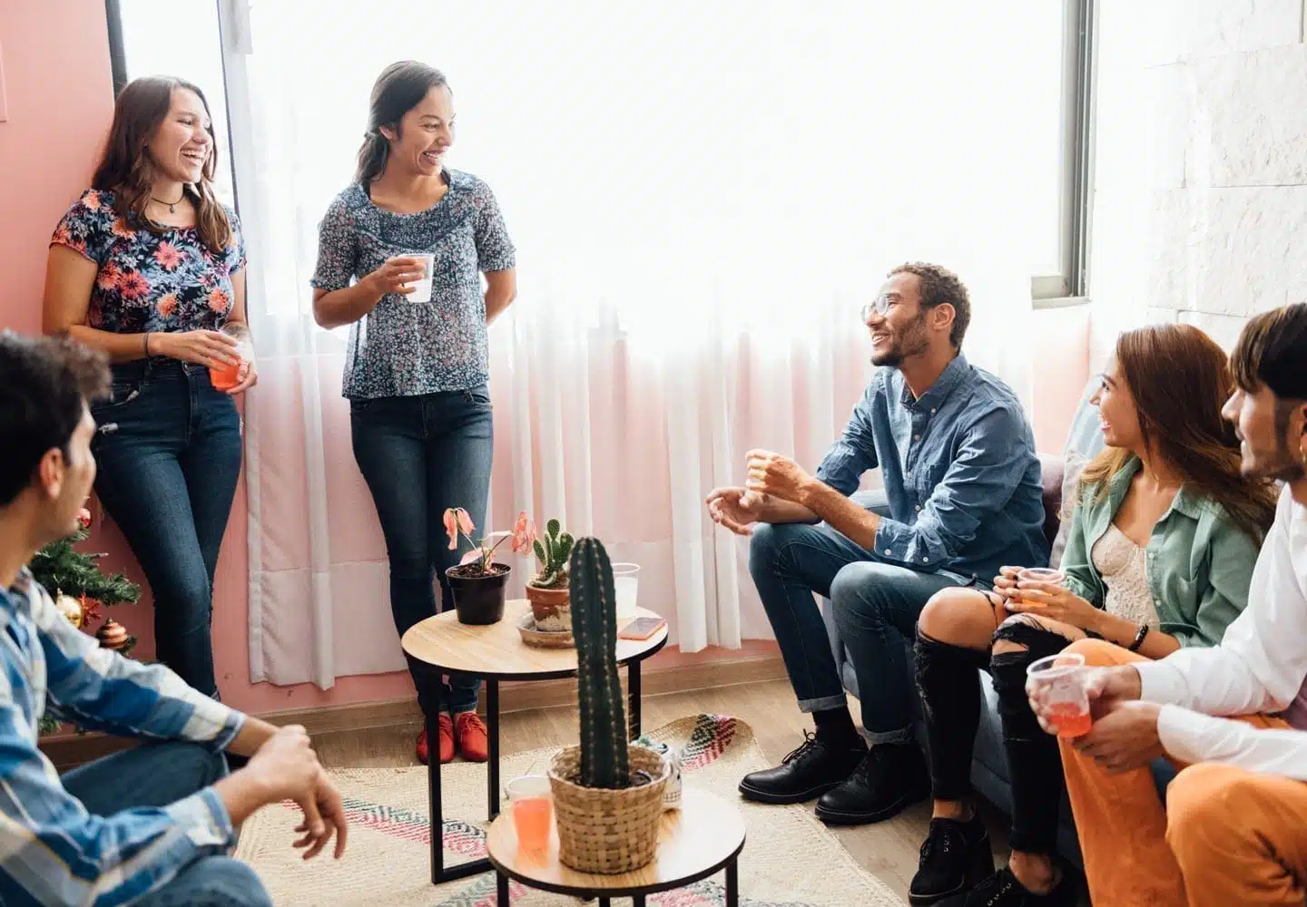 friends visiting at an apartment party