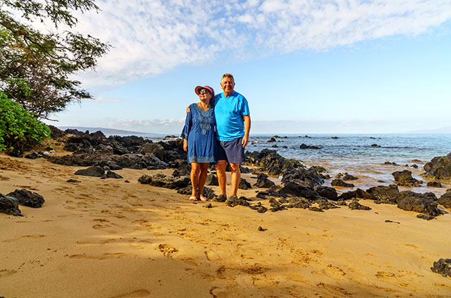 A retired couple on the Maui island beaches