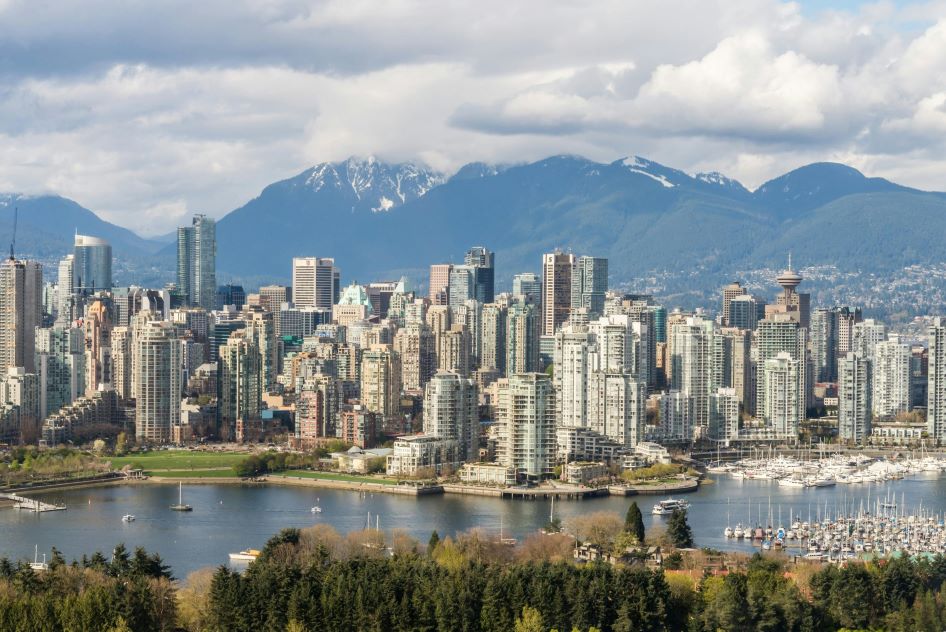 The Vancouver skyline. There are plenty of vibrant neighbourhoods in Vancouver to discover.