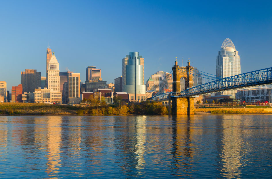 View of the Cincinnati skyline from across the Ohio River