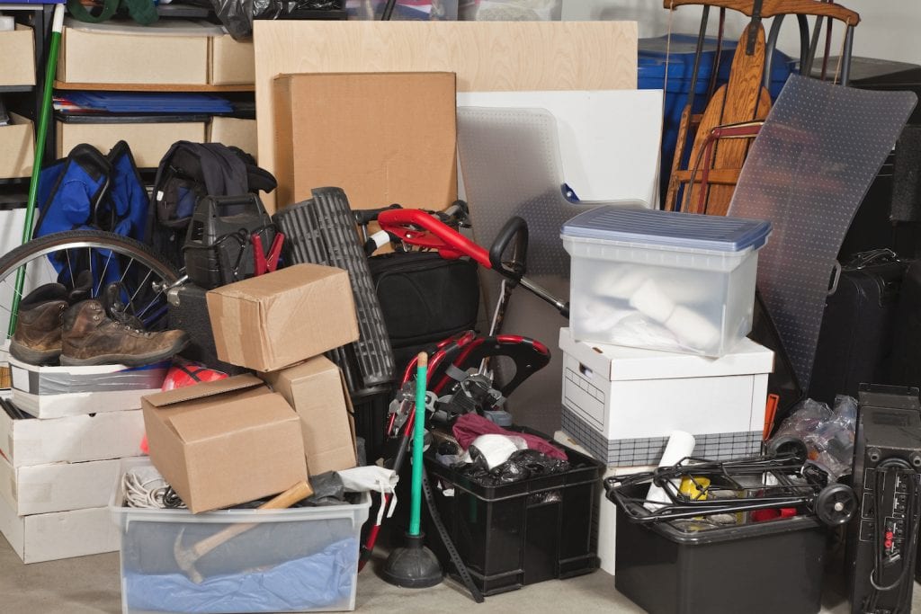 Cluttered items in a garage