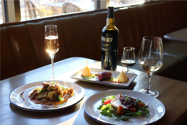 A fancy meal is set on a table at The Emporium in Fort Collins, Colorado. 