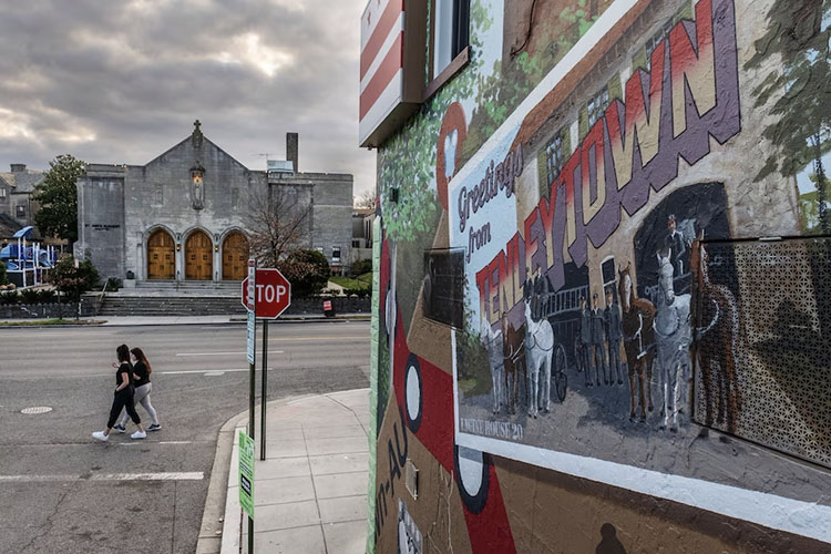 A wall of murals in Washington D.C.’s Tenleytown neighborhood