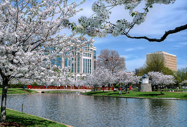 Big Spring Park in Huntsville, Alabama during the springtime