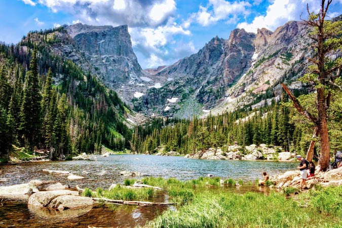 View of picturesque Dream Lake in the Rocky Mountain National Park, just 2 hours from Aurora, Colorado.