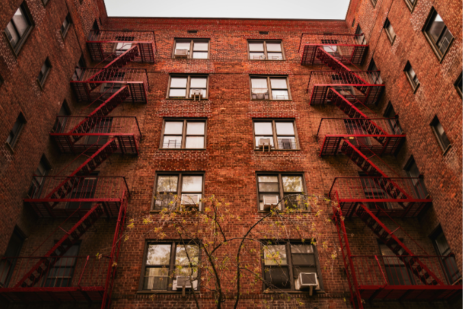 A brick apartment building in Staten Island.