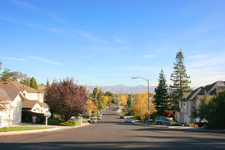 A residential street in San Jose, California