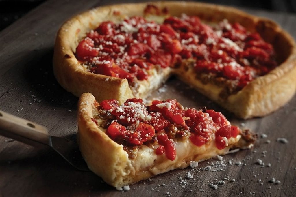 Chicago style deep dish pizza