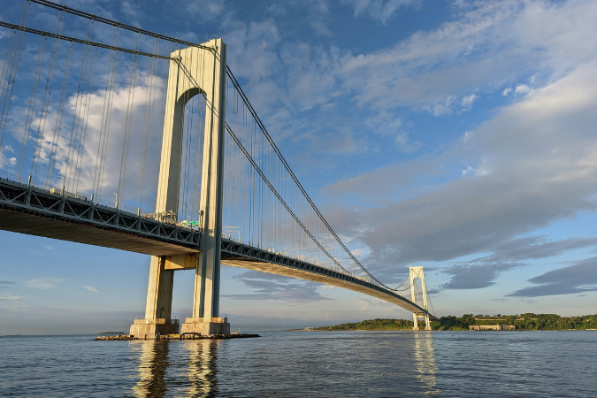 A view of the Verrazzano-Narrows Bridge that connects Staten Island to New York City. You'll dirve over it a lot after Moving to Staten Island.