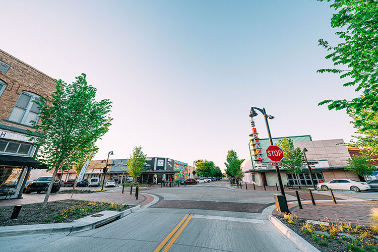 Garland Texas' City Square at midday