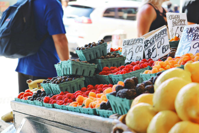A close up of a farmer's market taking place in the Jacksonville neighborhood of Arlington.