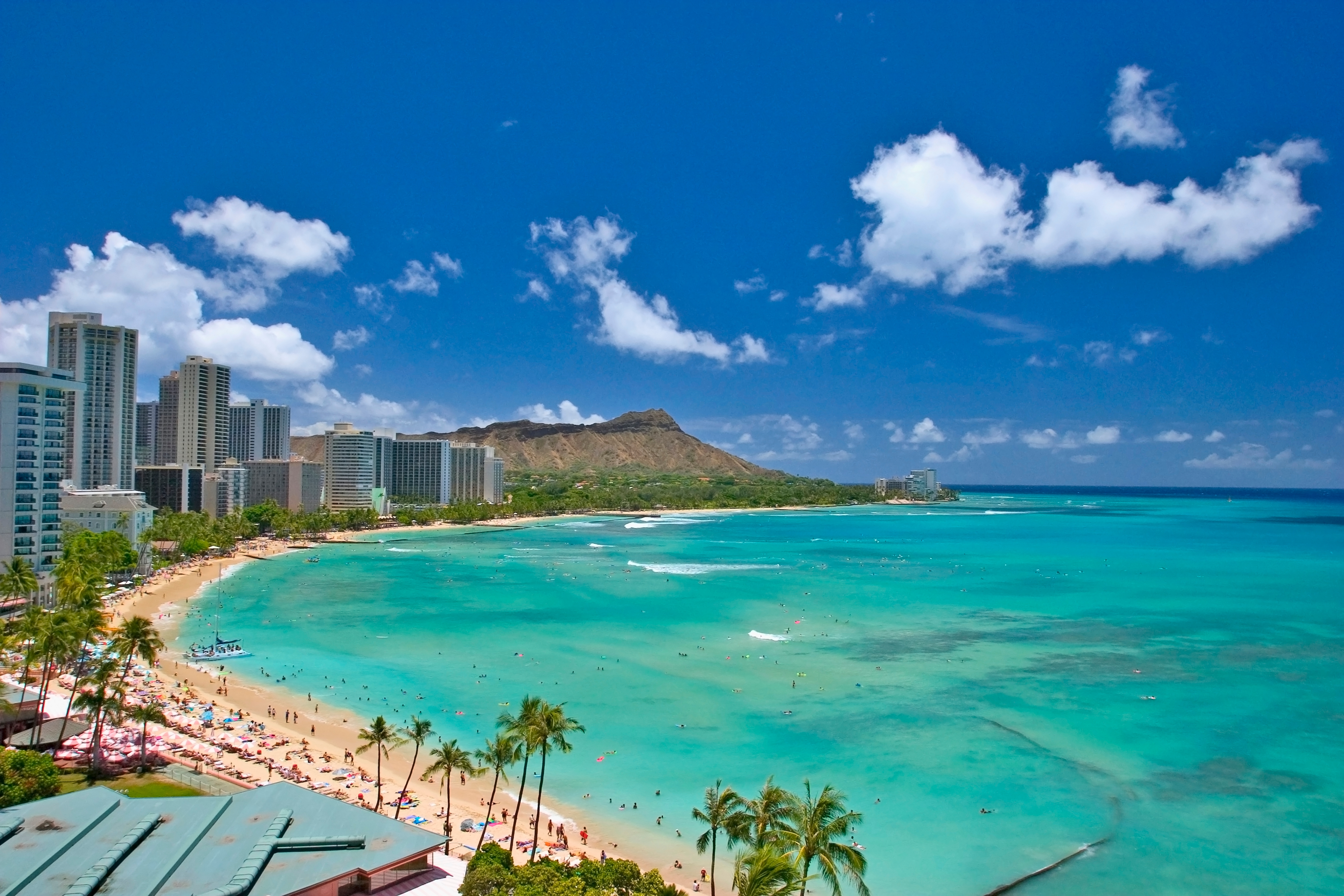 A busy beach in Honolulu