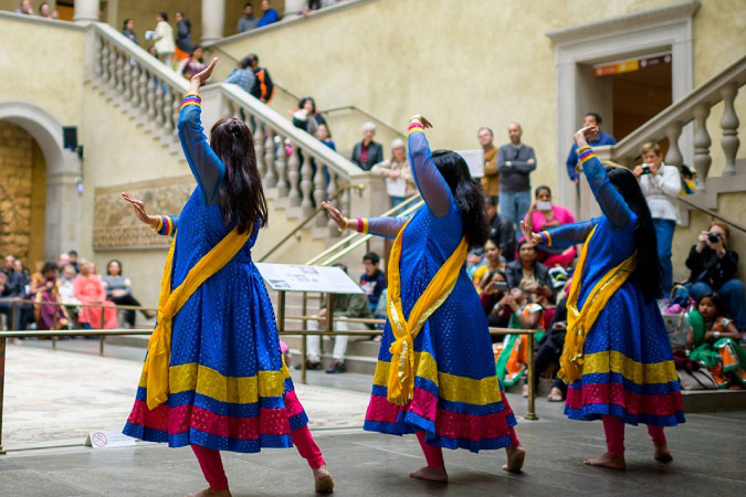 Locals in Worcester, Massachusetts, watch a colorful dance performance at the Worcester Art Museum in celebration of Diwali, the Indian Festival of Lights.
