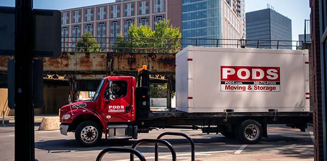 PODS truck in city