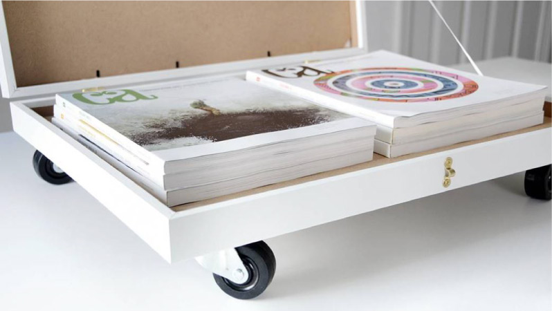 IKEA’s RIBBA picture frames, modified and used as under-bed storage. 