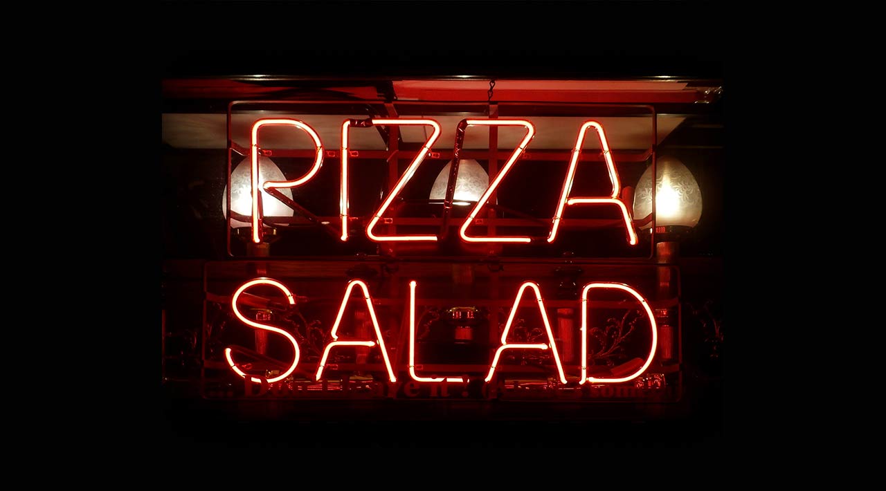 pizza and salad neon sign
