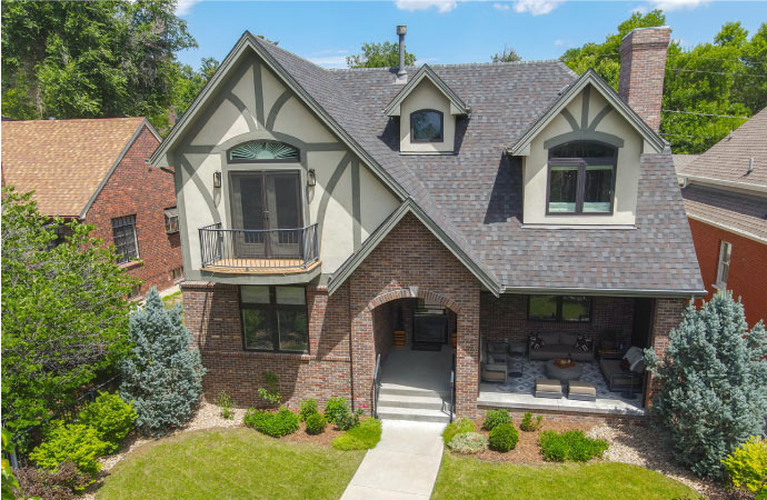 A Tudor-style home in the Washington Park neighborhood of Denver, Colorado.
