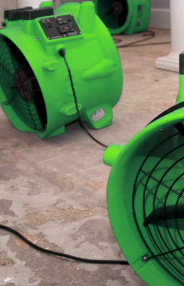 SERVPRO Green Restoration Fans on floor