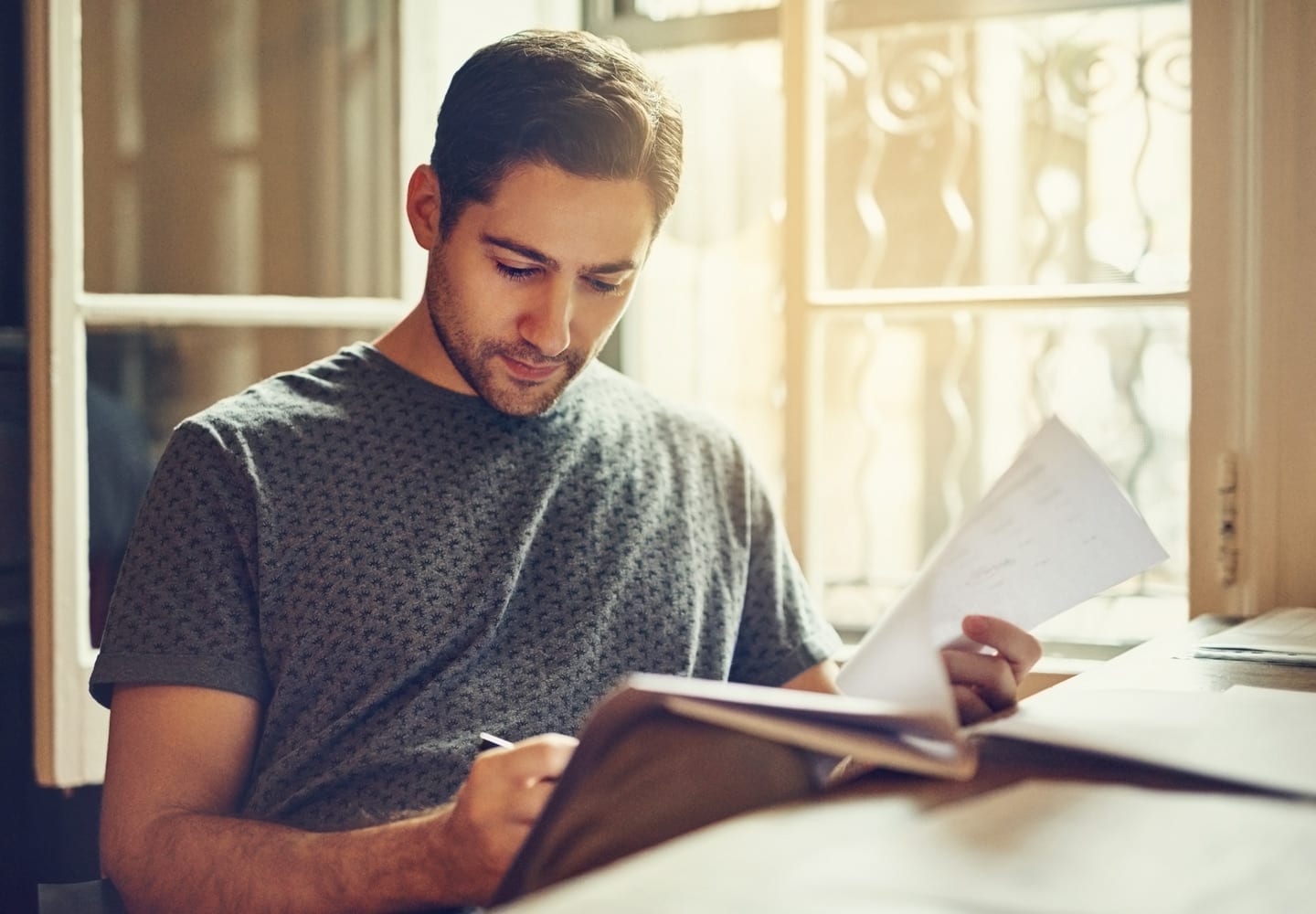 a man reviewing his lease agreement