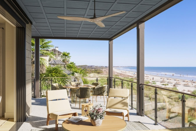 The oceanfront view from a condo patio at The Cape on Kiawah.