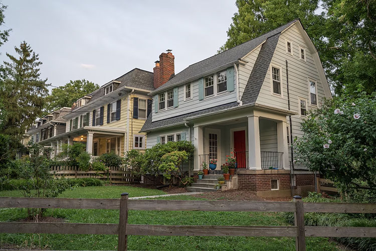 Three two-story homes in the Washington D.C. neighborhood, Chevy Chase