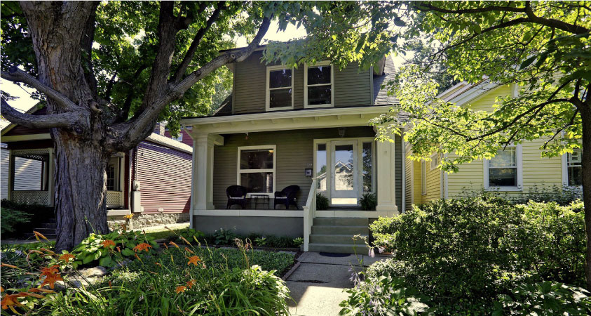 A historic two-story home in the Crescent Hill neighborhood of Louisville, Kentucky. 