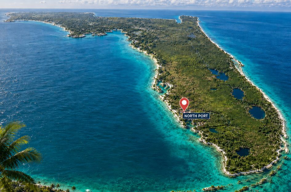 Aerial-style illustration of Florida with a location pin marking North Port for an article on the pros and cons of living in North Port FL.