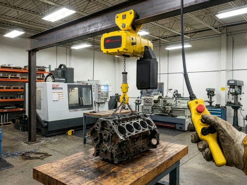 elift electric chain hoist in automotive manufacturing plant