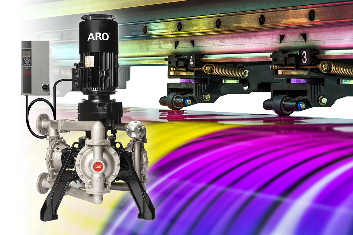 Electric process pump for Ink Transfer Flint Group Case Study Electric diaphragm pump EVO Series ARO