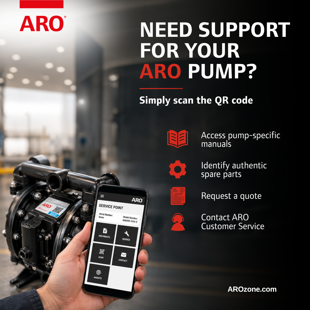 QR Code ARO pumps Support