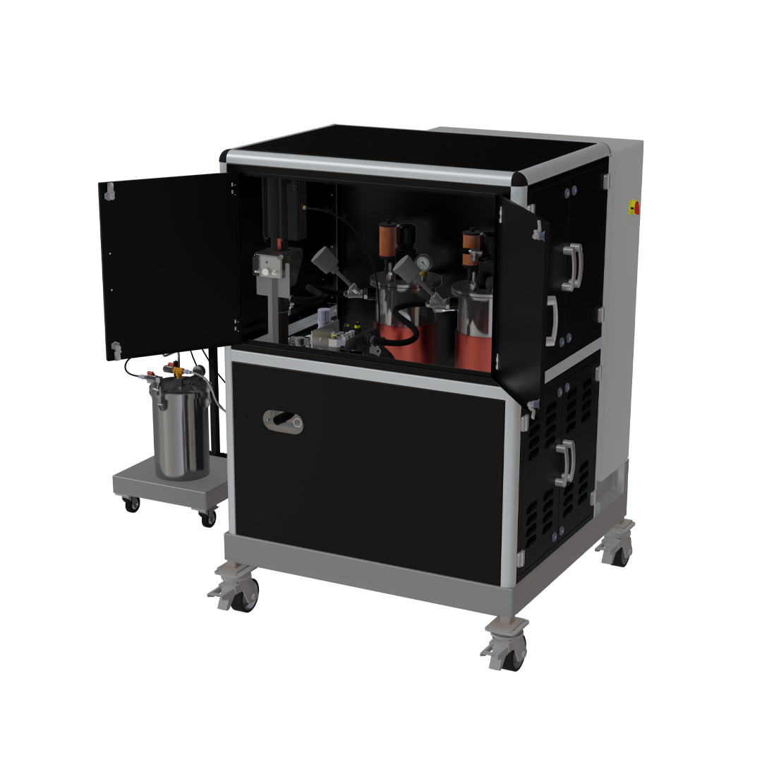 ARO potting compound dispensing equipement Open doors