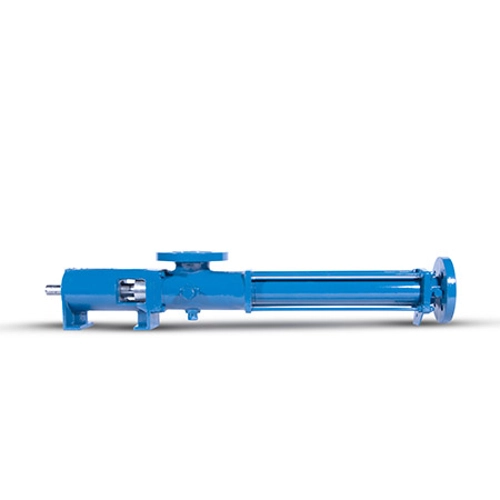 Side view of blue pump