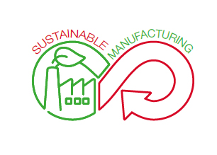 Symbol für nachhaltige Produktion mit Energierückgewinnungspfeil