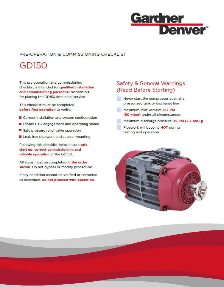 GD150 Commissioning Checklist
