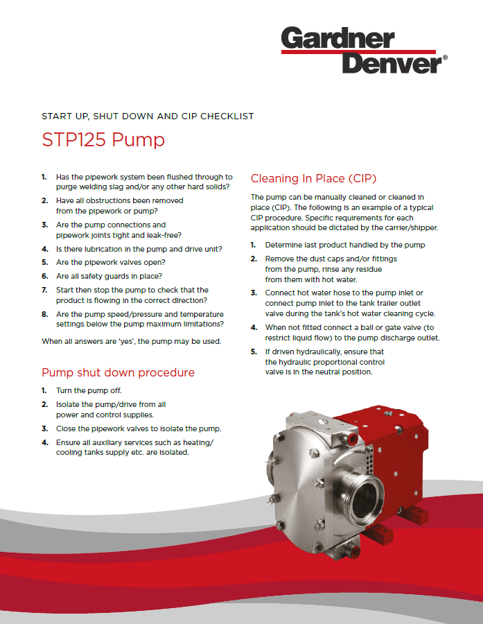 STP125 Start Up, Shut Down and CIP Checklist