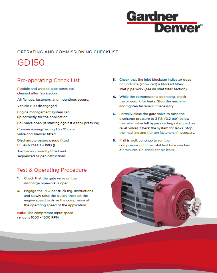 GD150 Operating and Commissioning Checklist Cover