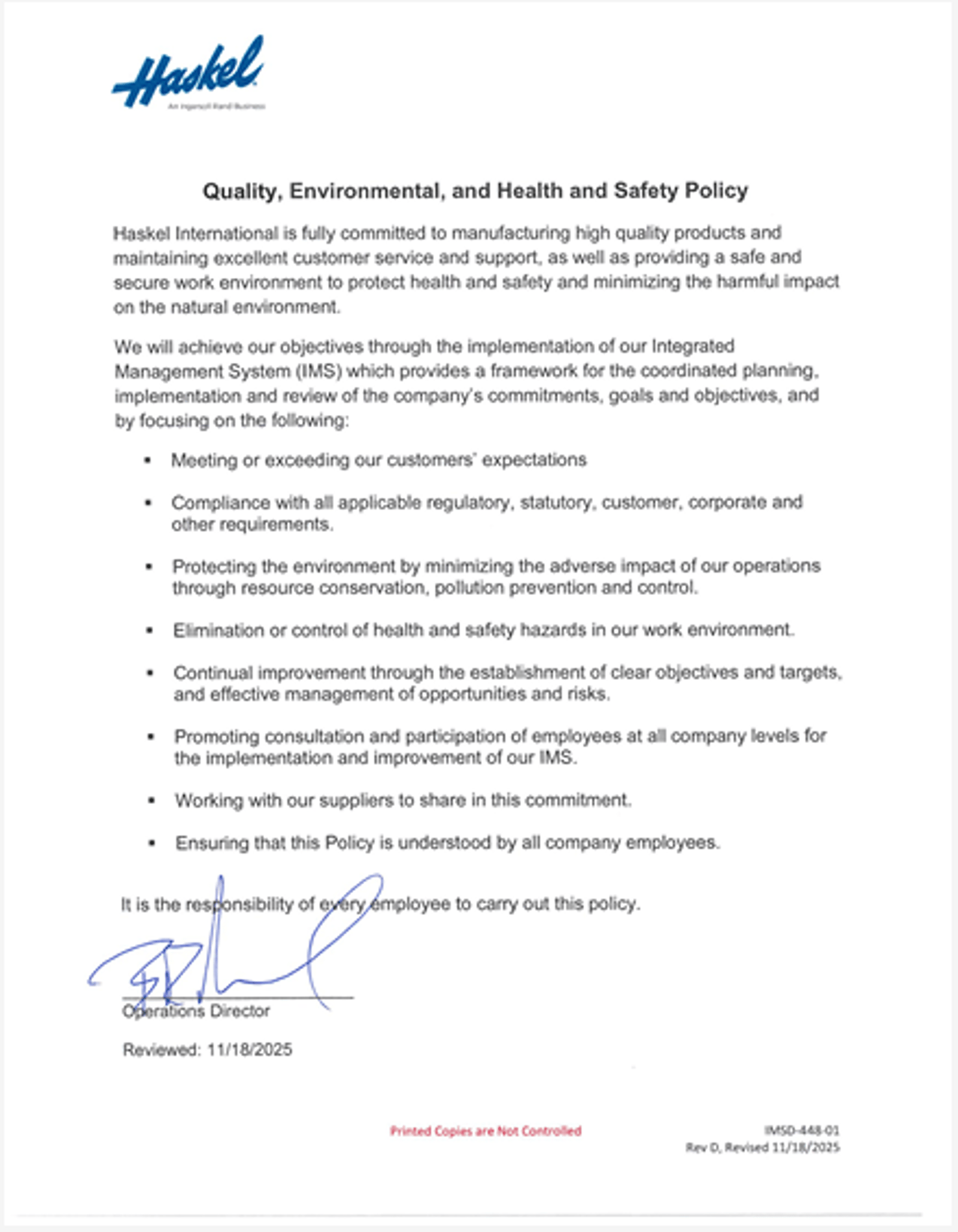 QEHS Policy