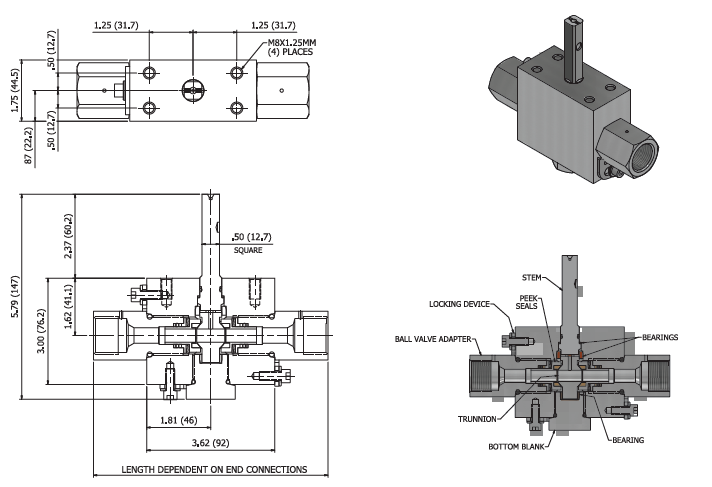 2-way Subsea Ball Valves: 3/8" Port
