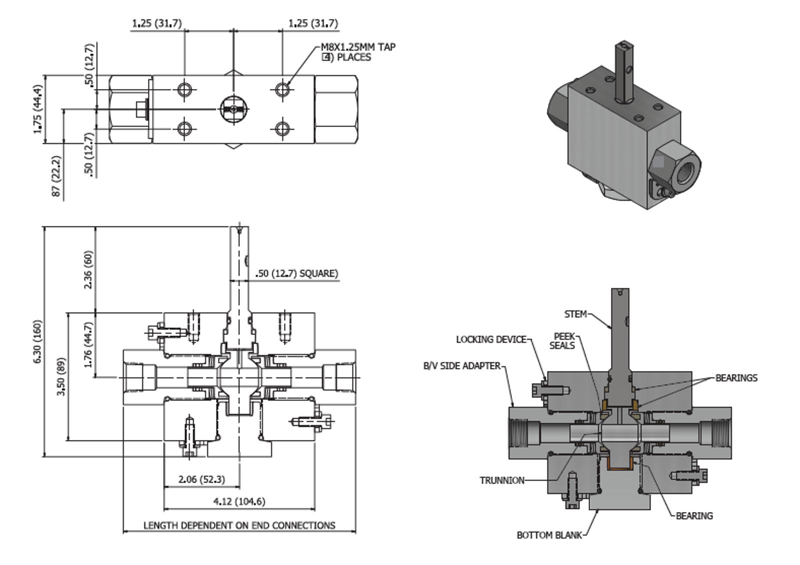 2-way Subsea Ball Valves: 1/2” Port