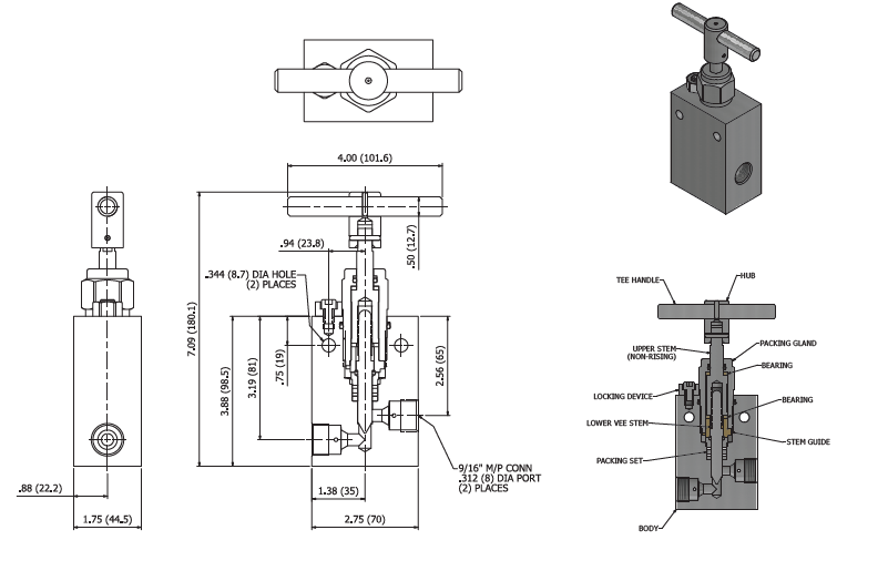 Subsea Needle Valve With Non-Rising Stem (0.312” Orifice)