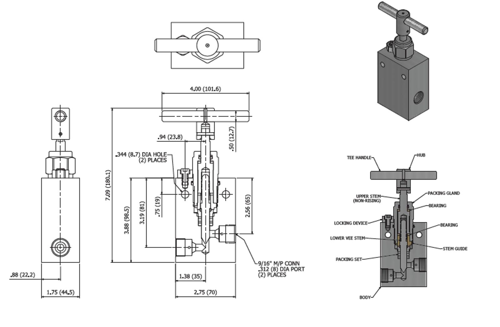 Subsea Needle Valve With Non-Rising Stem (0.312” Orifice)