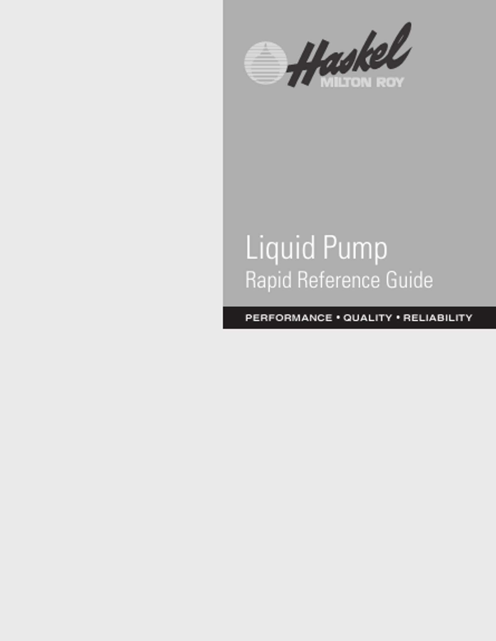 Liquid Pumps Rapid Reference Guide