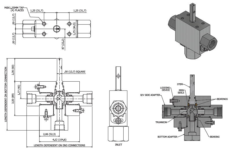 3-way Subsea Ball Valves: 1/2” Port