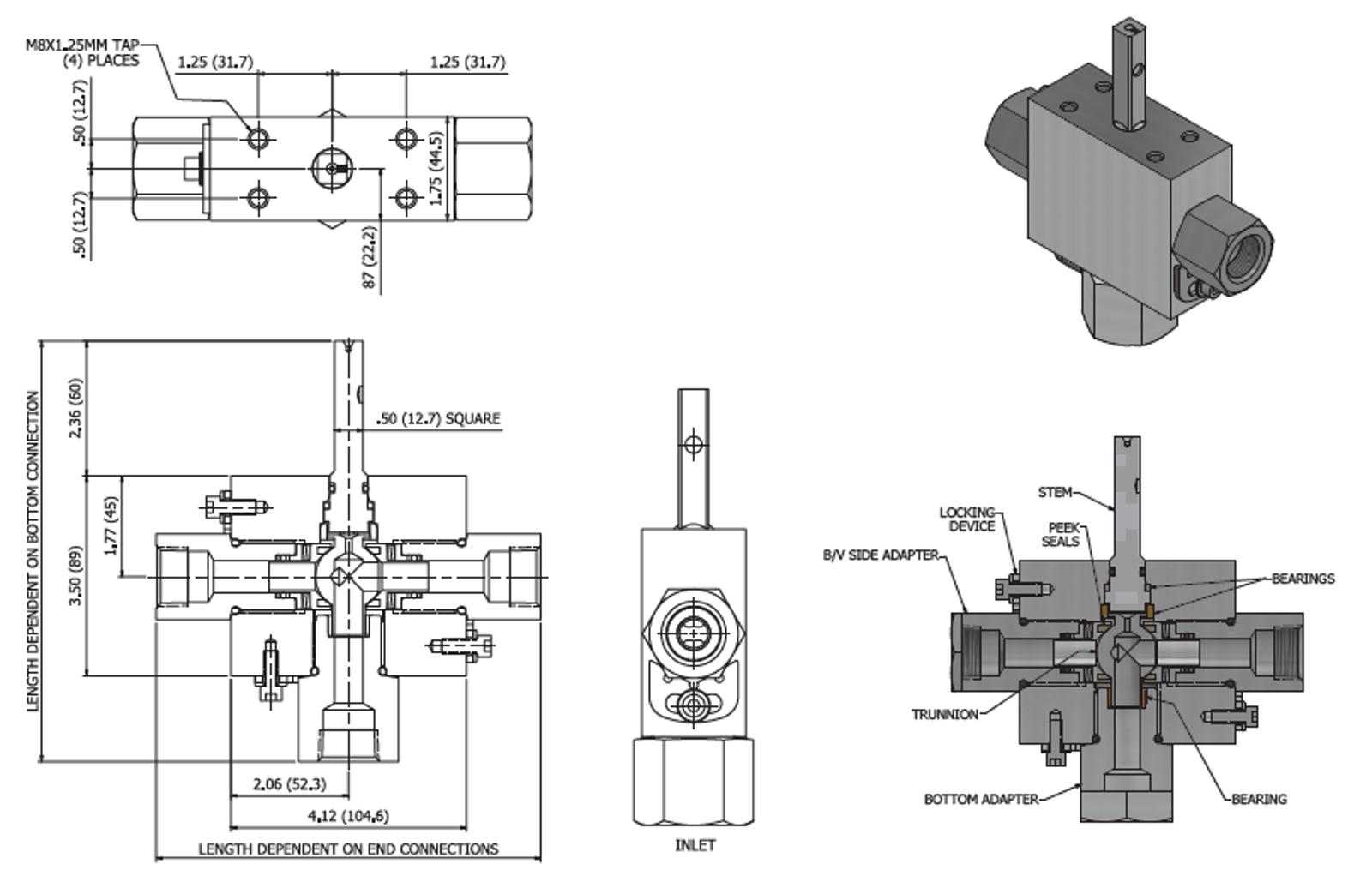 3-way Subsea Ball Valves: 1/2” Port