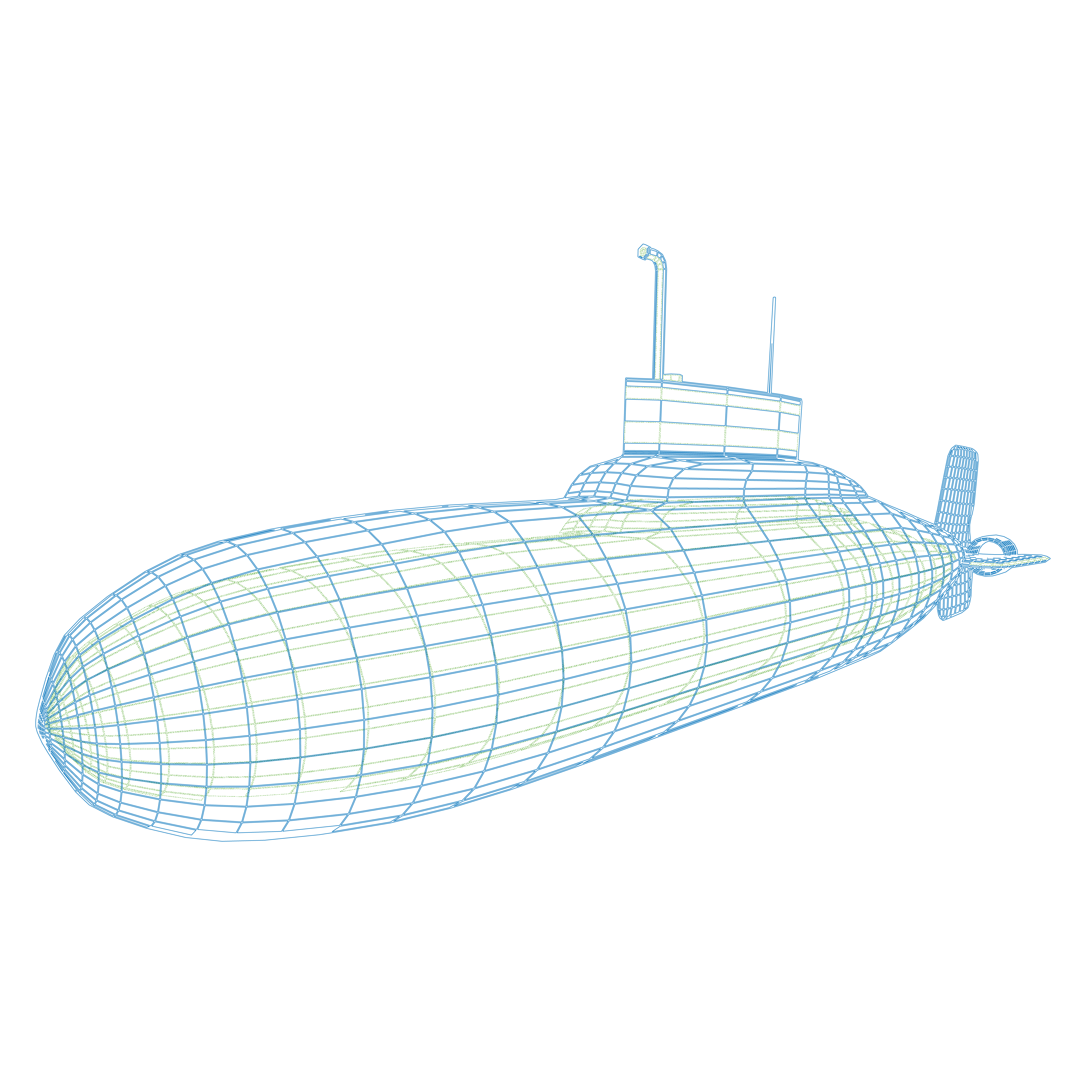 Line drawing of a submarine