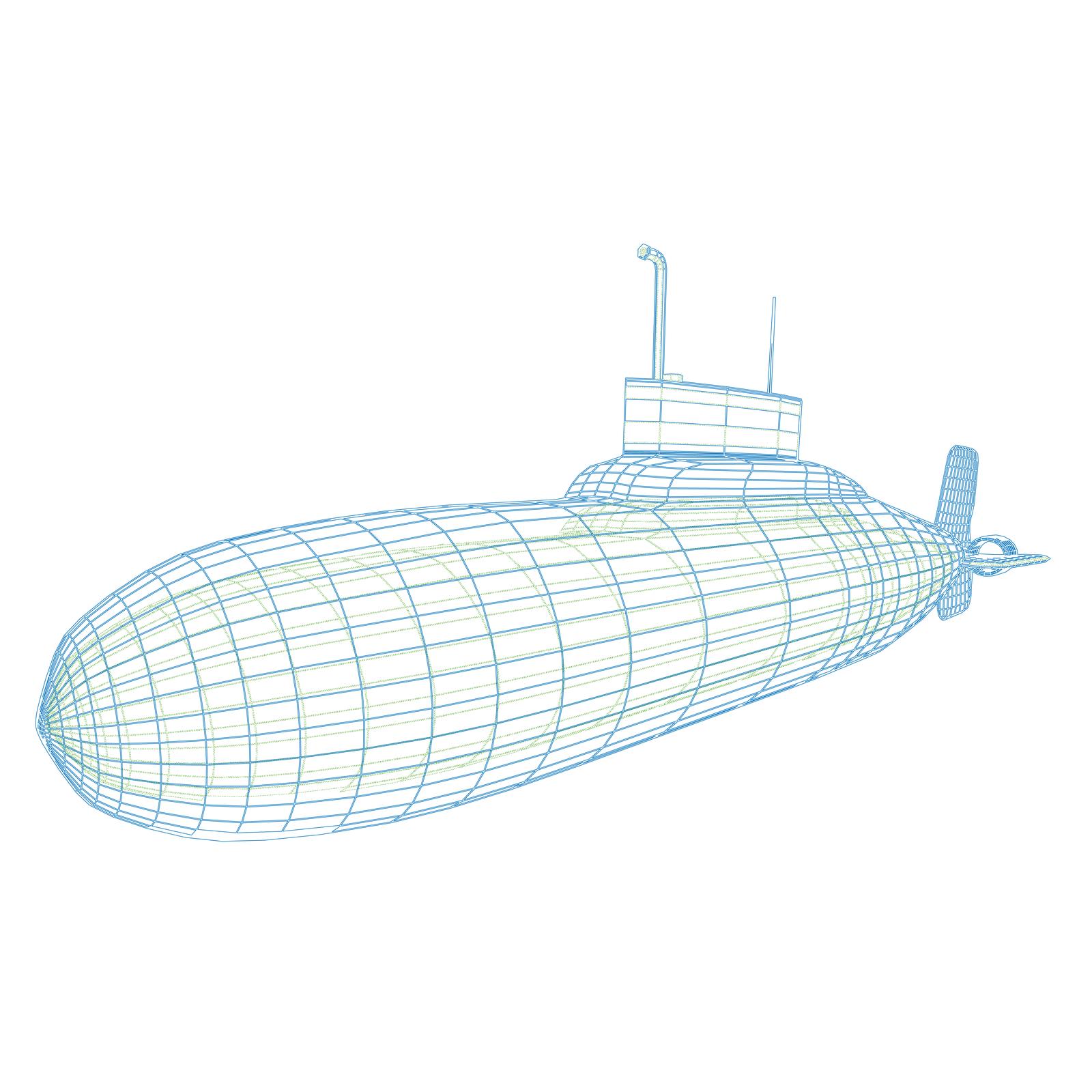 Line drawing of a submarine