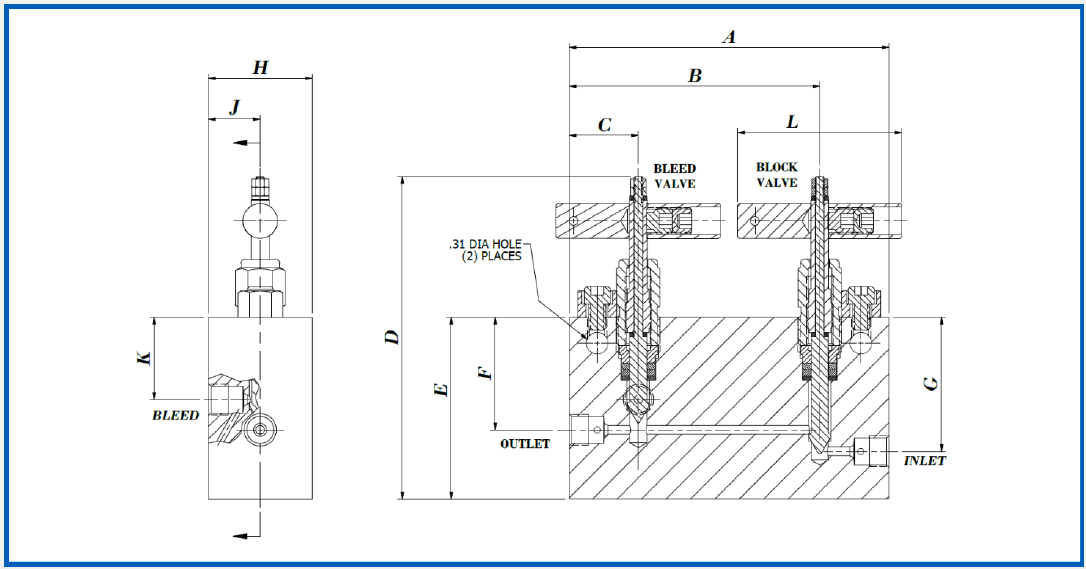 20S1  Manifold Single Block & Bleed diagram