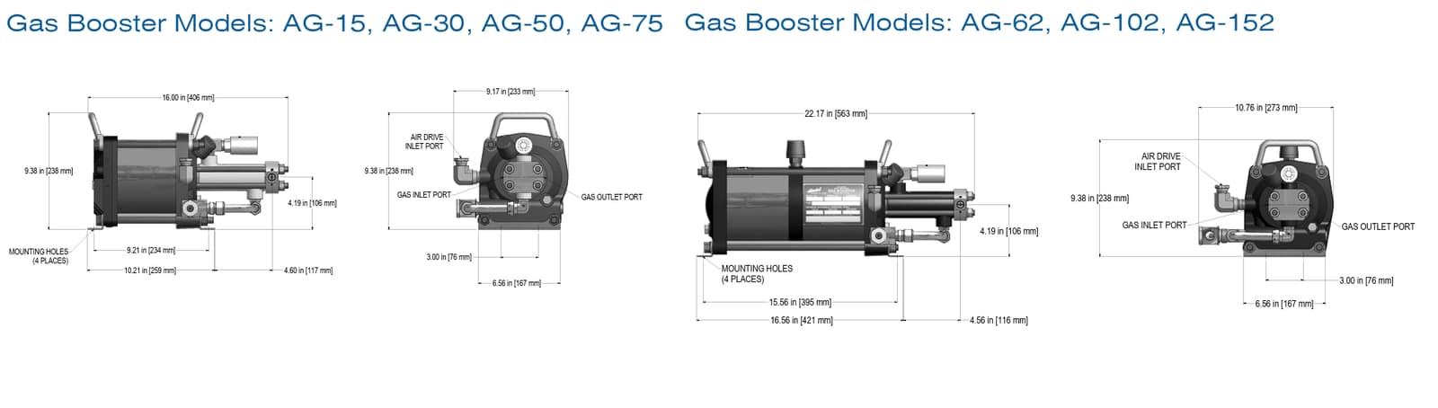 Gas Booster Models AG-15, AG-30, AG-50, AG-75, AG-62, AG-102, AG-152