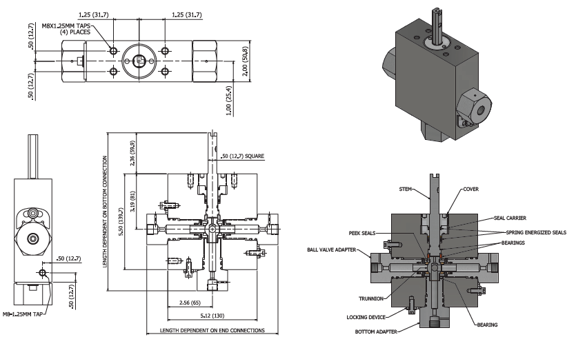 3-way Double Barrier Subsea Ball Valves: 3/8” Port